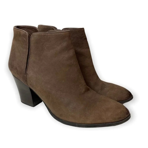 Franco Sarto Brown Leather Side  Zip Ankle Booties - Picture 2 of 10